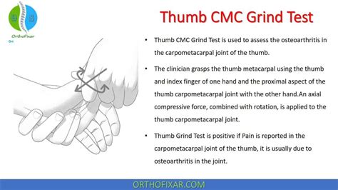 1 cmc compression test|thumb cmc grind test.